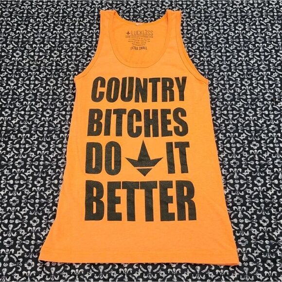 Luckless Orange Country Girl Western Concert Festival Graphic Tank Top - Picture 1 of 3
